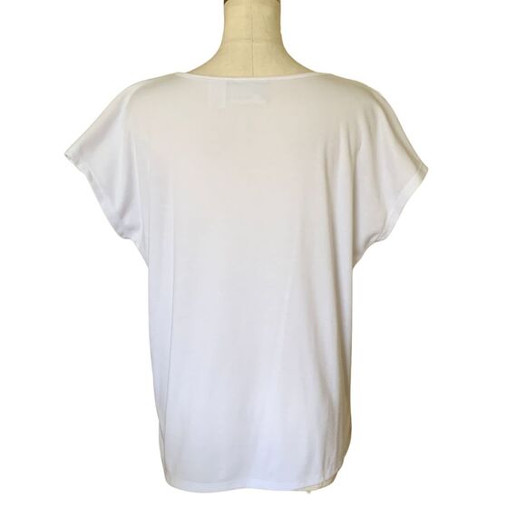 Alfred Dunner Women’s White Lace Short Sleeve Blouse Size M Floral Pattern Polye - Picture 6 of 9